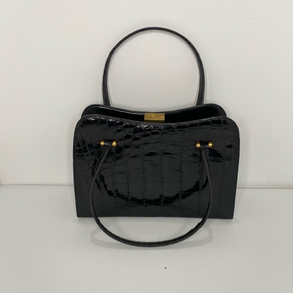 Bellestone Vintage Alligator Leather Black Handbag - Picture 7 of 16